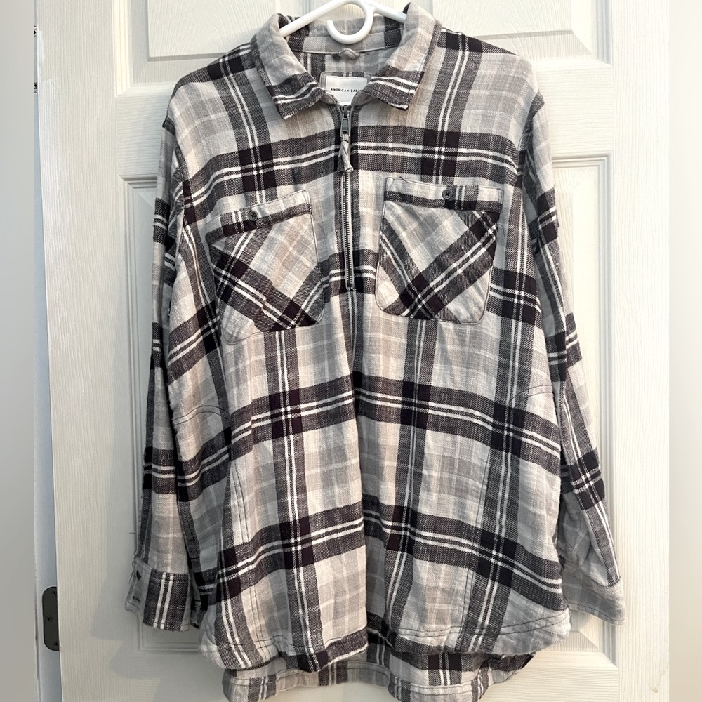 American Eagle Women’s Quarter Zip Flannel Tunic